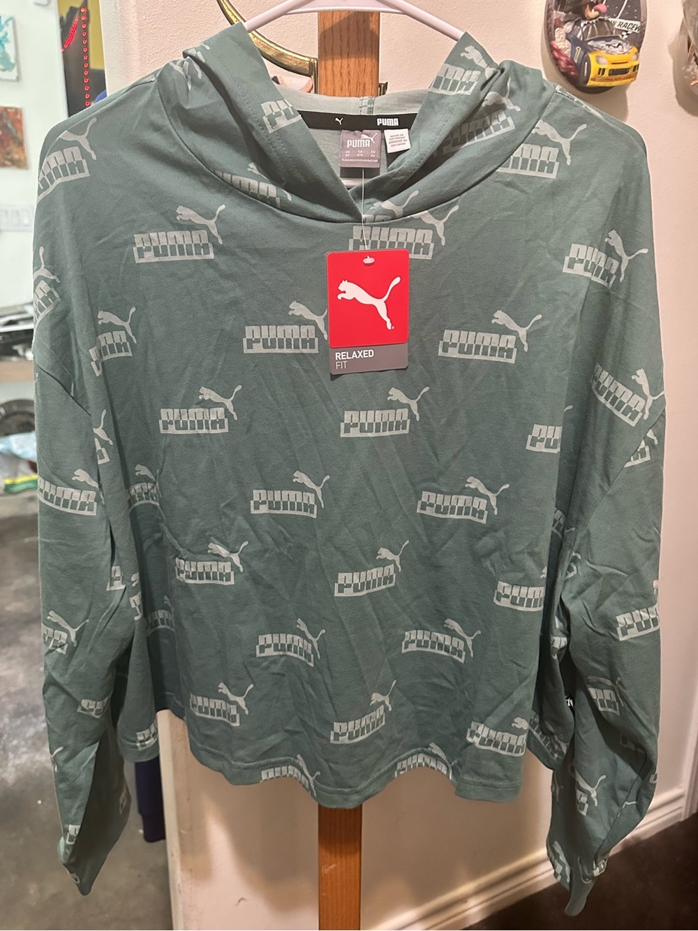 Puma Crop Women's Blue Spruce Relaxed Fit Amplified Hoodie